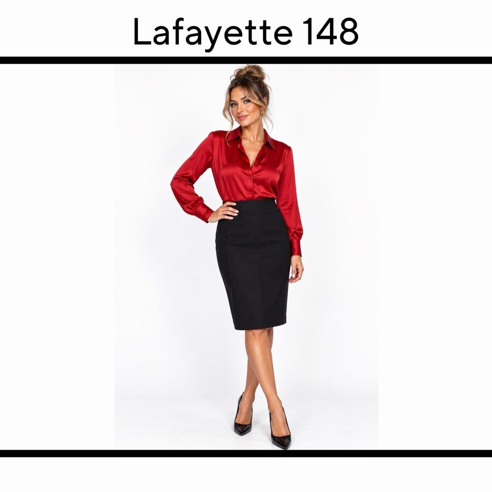Lafayette 148 New York Womens Straight Skirt Black Size 8 Business Professional
